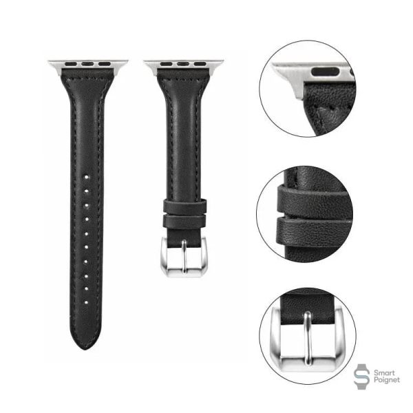 Bracelet en cuir noir pour Apple Watch