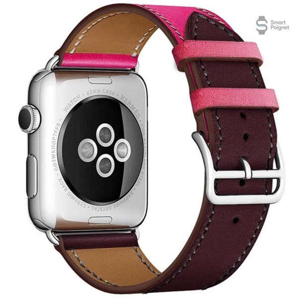 Bracelet Apple Watch en cuir, design bicolore