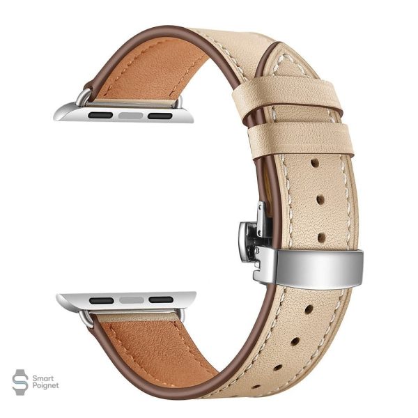 Fermoir papillon sur bracelet cuir pour Apple Watch