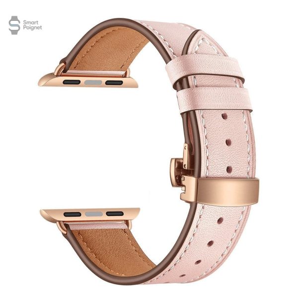 Bracelet cuir pour Apple Watch avec fermoir papillon - vue 2