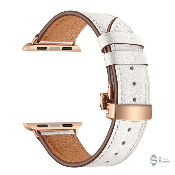 Bracelet cuir pour Apple Watch avec fermoir papillon - vue 3