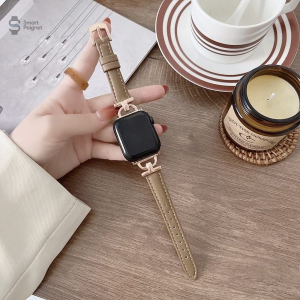 Bracelet en cuir chic pour montre Apple