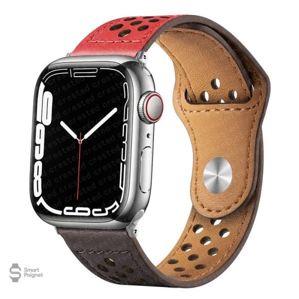 Bracelet en cuir pour Apple Watch, design bicolore