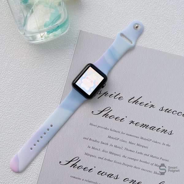 Bracelet Apple Watch en silicone, motif nuages élégant