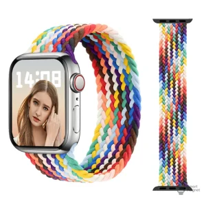 Bracelet tressé pour montre Apple, design coloré